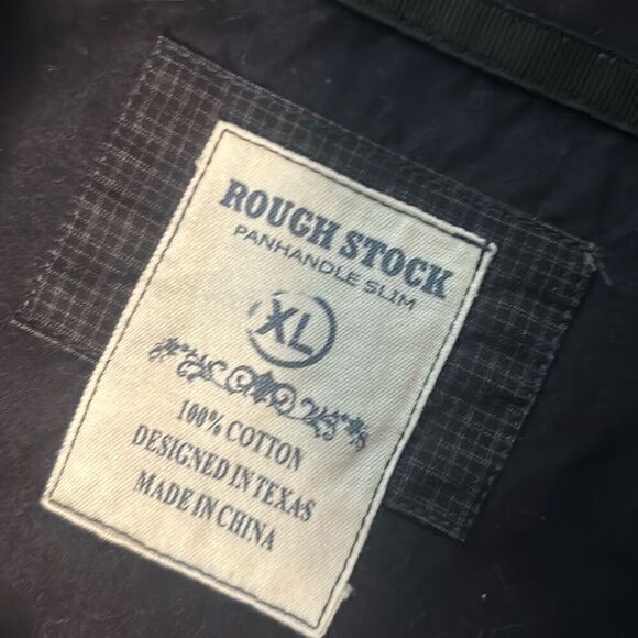 Mens Panhandle Slim Rough Stock Long Sleeve Navy‎ Print Snap Western Shirt - Picture 9 of 9